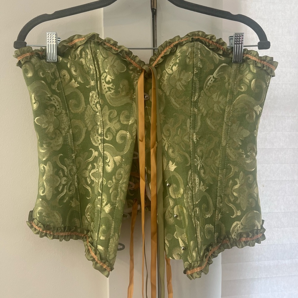 Green Lace up Corset Top Small